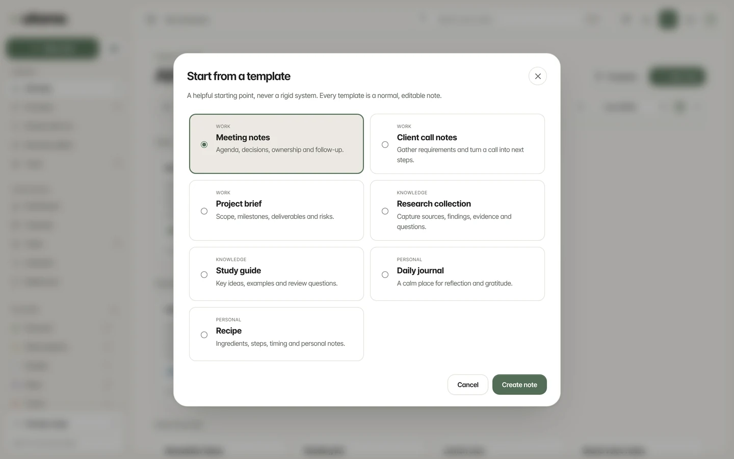 Note templates for meetings, study, projects and more - utono